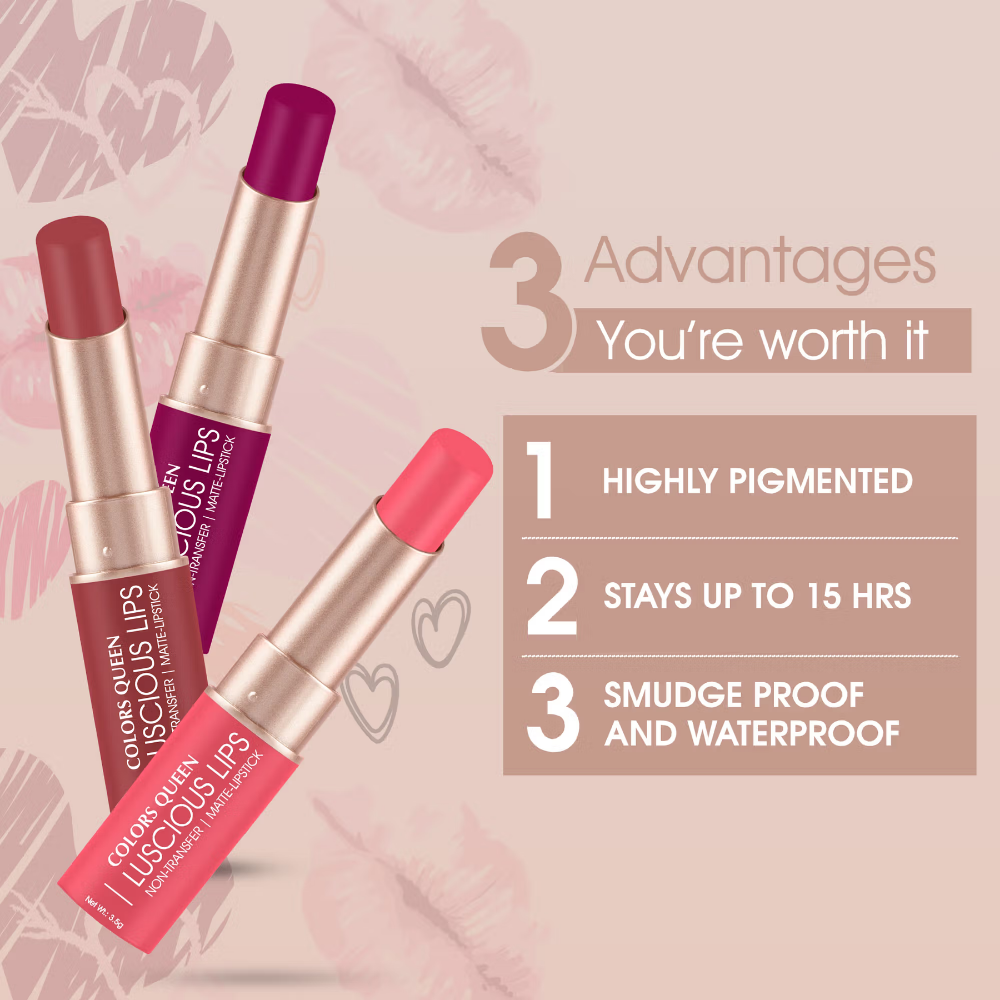 Colors Queen Luscious Lips Non Transfer Matte Lipstick