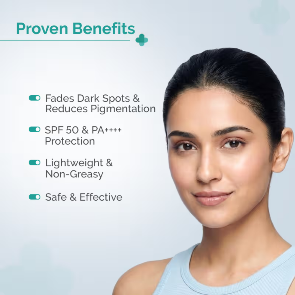 The Derma Co Hyaluronic Sunscreen & Vitamin C Serum Combo SPF 50+ for All Skin Types, Glowing Skin