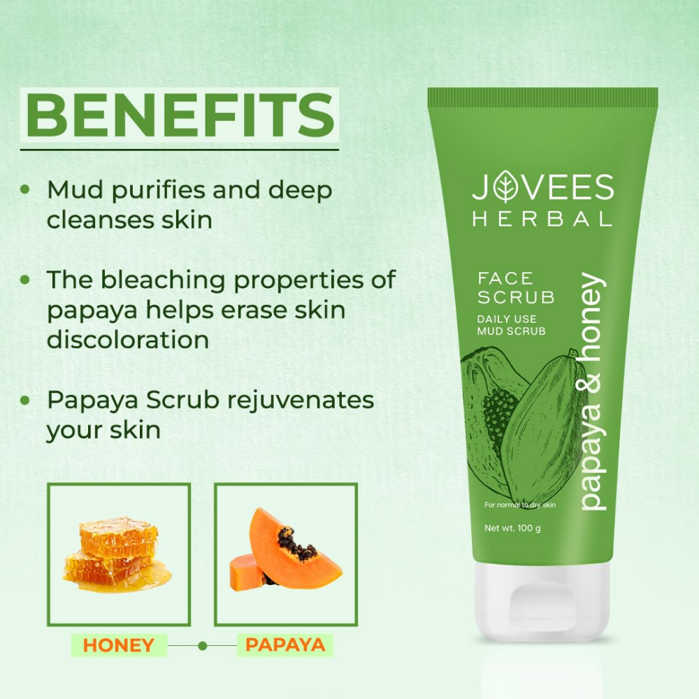Jovees Herbal Papaya & honey Face Scrub For Normal to Dry Skin