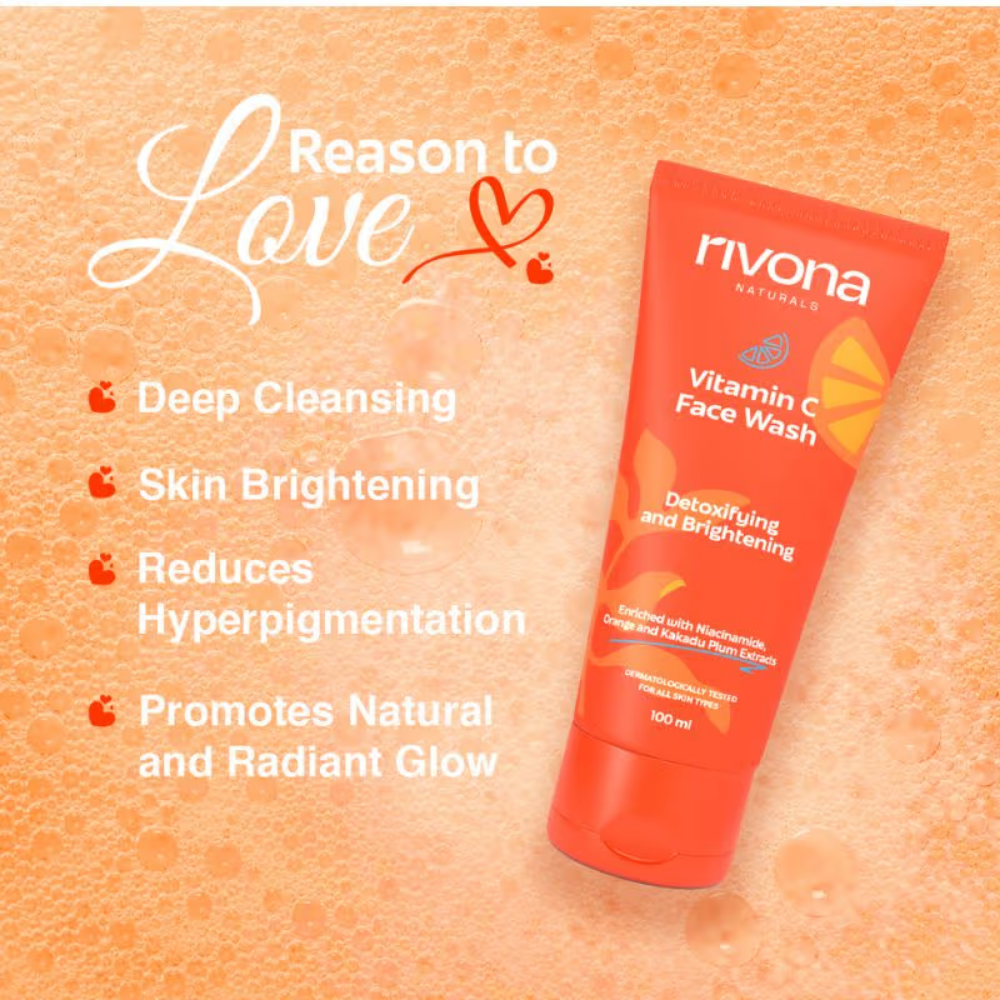 Rivona Naturals Vitamin C Face Wash With Niacinamide For Brightening And Glowing Skin