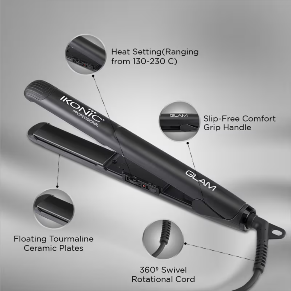 Ikonic Professional Glam Straightner (Black)
