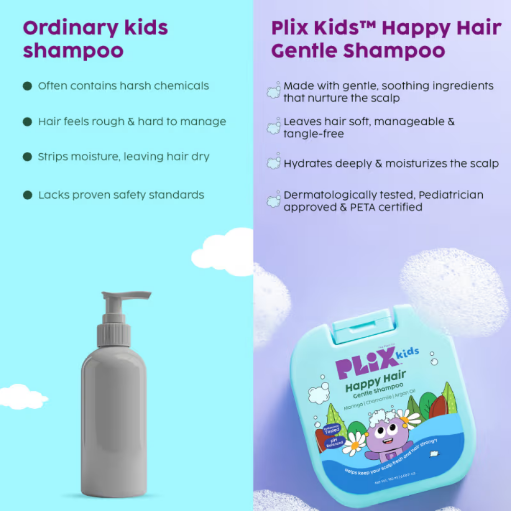 Plix Kids Happy Hair Gentle Shampoo For Gentle Cleansing