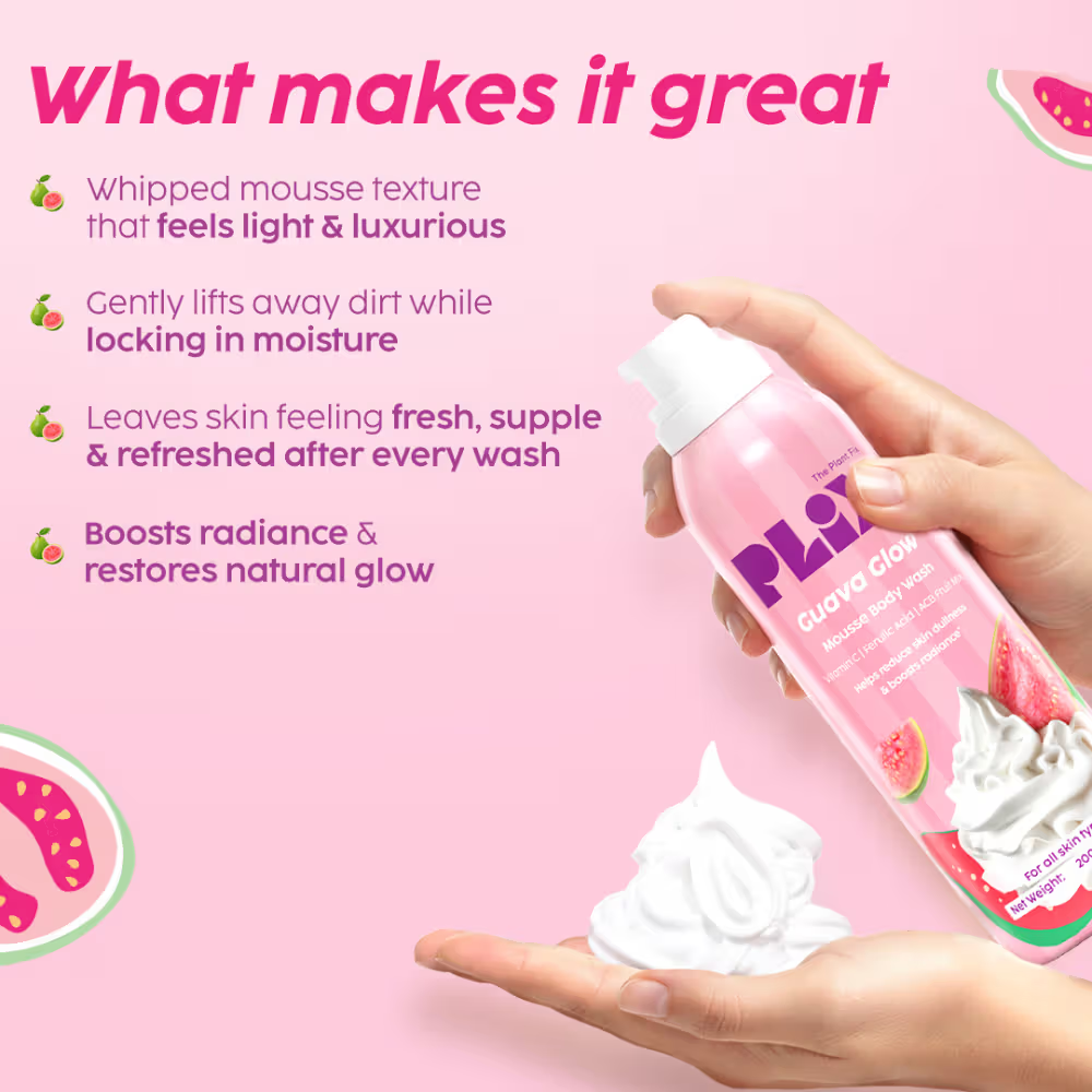 Plix Guava Mousse Body Wash For Glowy & Hydrated Skin