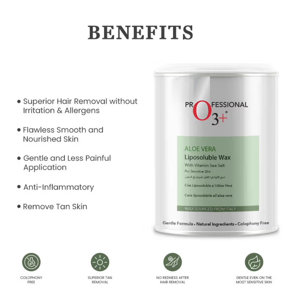 O3+ Aloe Vera Liposoluble Wax For Sensitive Skin Body Hair Removal