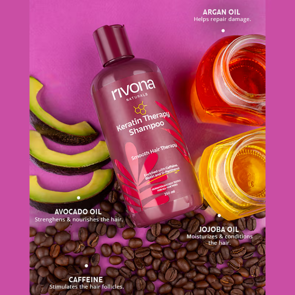Rivona Naturals Keratin Shampoo For Dry And Frizzy Hair - Sulphate And Paraben Free