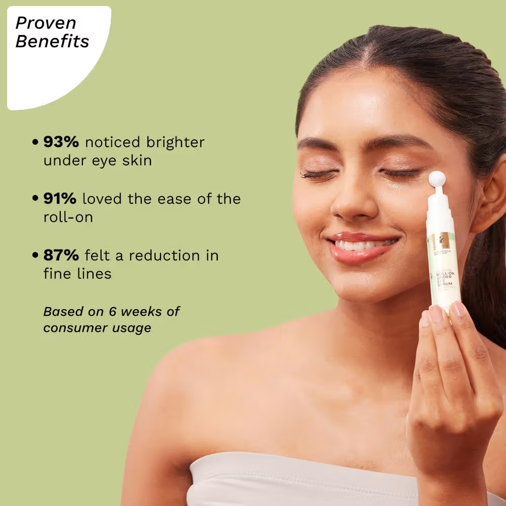 Pilgrim Squalane Roll-On Under Eye Eream Serum with Phyto-Retinol & Caffeine