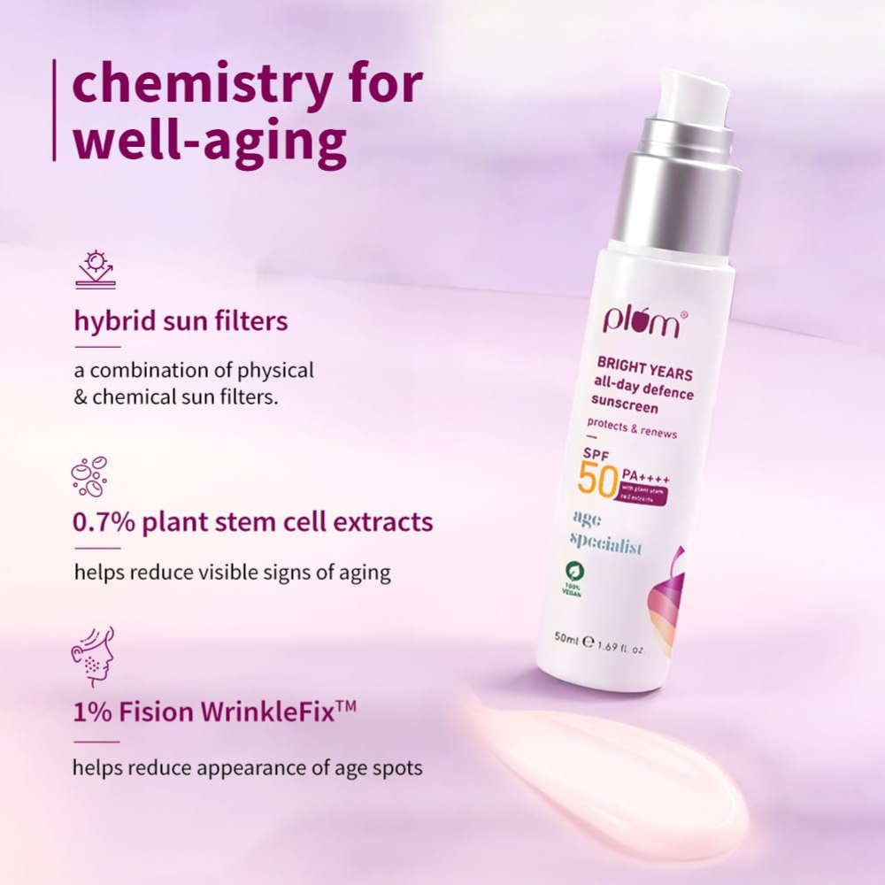 Plum Bright Years All-Day Defence SPF 50 PA++++ Sunscreen For Oily, Normal & Dry Skin