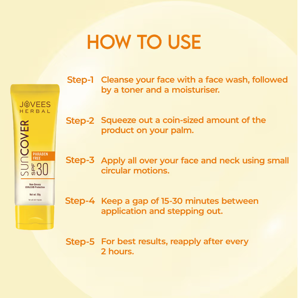 Jovees Herbal Sandalwood Natural Sun Cover SPF 30 UVA/UVB Protection For All Skin Types