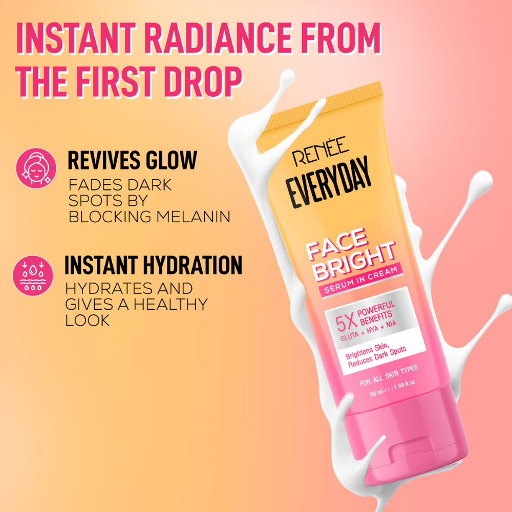 RENEE Everyday Face Bright Serum In Cream For Clear, Hydrated Skin with Niacinamide, Hyaluronic acid