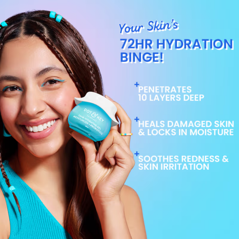 Dot & Key 72HR Hydrating Gel Moisturizer + Probiotics, 5 Ceramides & Hyaluronic, Oil-Free Water Gel