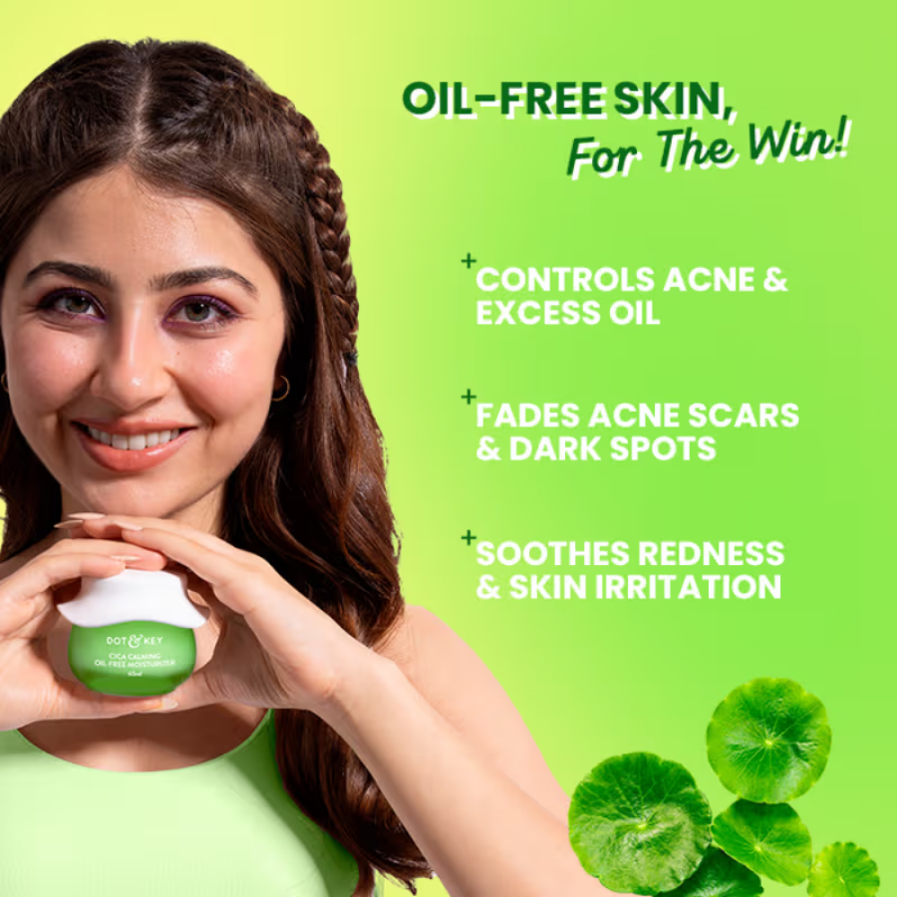 Dot & Key Cica Calming Oil-Free Moisturizer, With Niacinamide, For Oily, Acne-Prone Skin