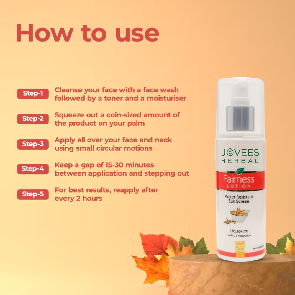 Jovees Herbal Sunscreen Fairness Spf 25 Lotion For Oily, Sensitive, Dry Skin Protects From Tanning