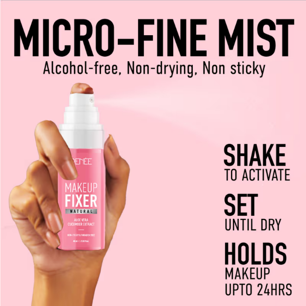 RENEE Natural Makeup Fixing Spray, Alcohol-Free, Hydrating, Dewy Finish, With Aloe Vera & Cucumber