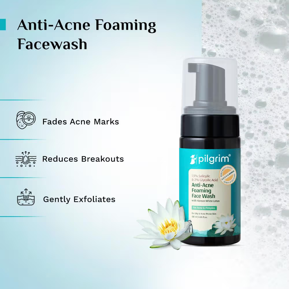 Pilgrim Salicylic (BHA) & Glycolic Acid (AHA) Foaming Face Wash
