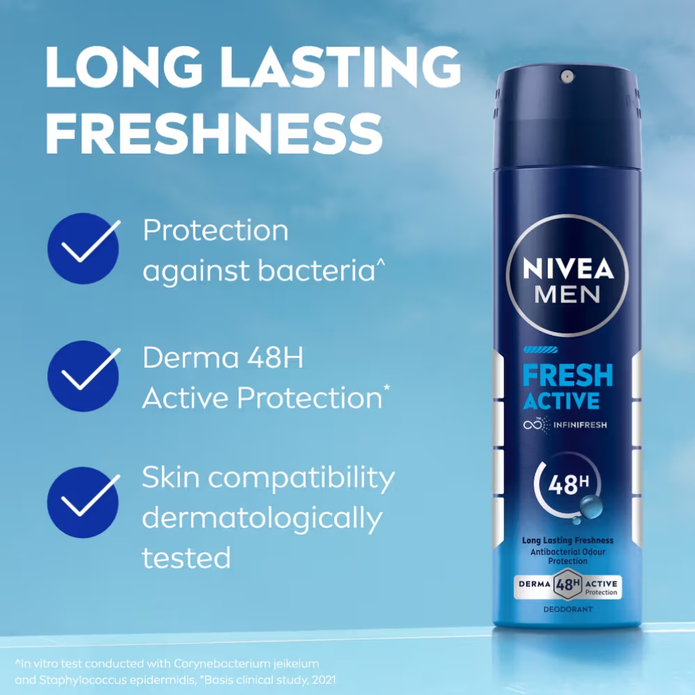 NIVEA MEN Deodorant, Fresh Active, 48h Long lasting Freshness