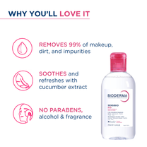 Bioderma Dermatological Micellar Water Sensibio H2O - Gently Removes Makeup Prevents Clogged Pores