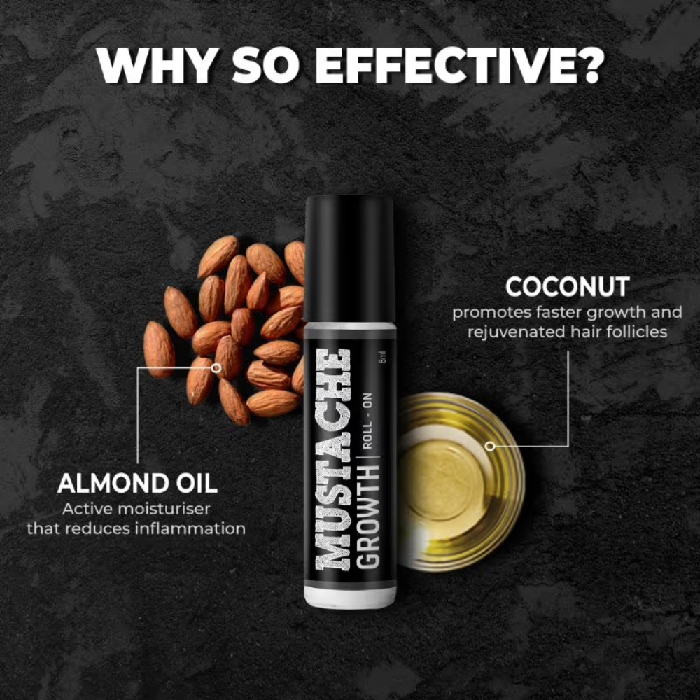 Beardo Mustache Growth Roll On Promotes hair growth Stimulates Hair Follicles