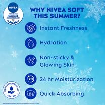 NIVEA SOFT Light cream with Vit E, Jojoba oil & Berry fragrance for Non-sticky, Soft & Hydrated skin