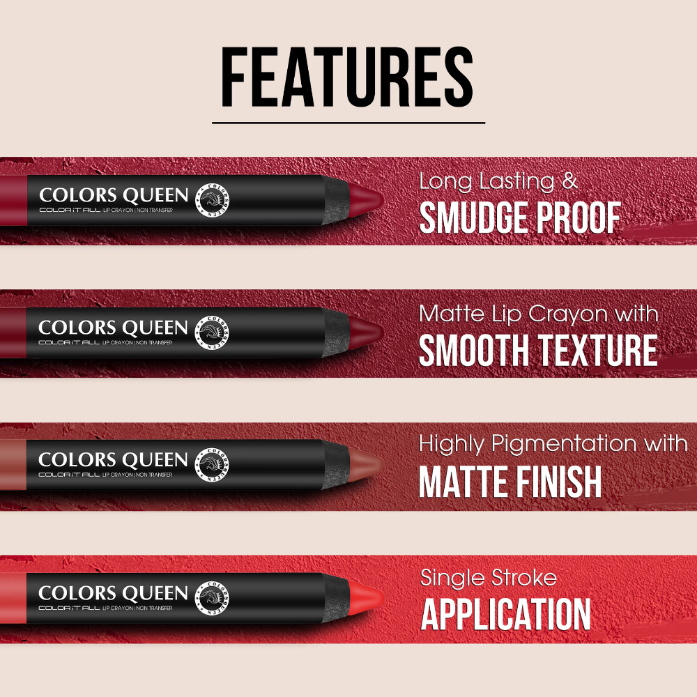 Colors Queen Color It All Non Transfer Matte Lip Crayon