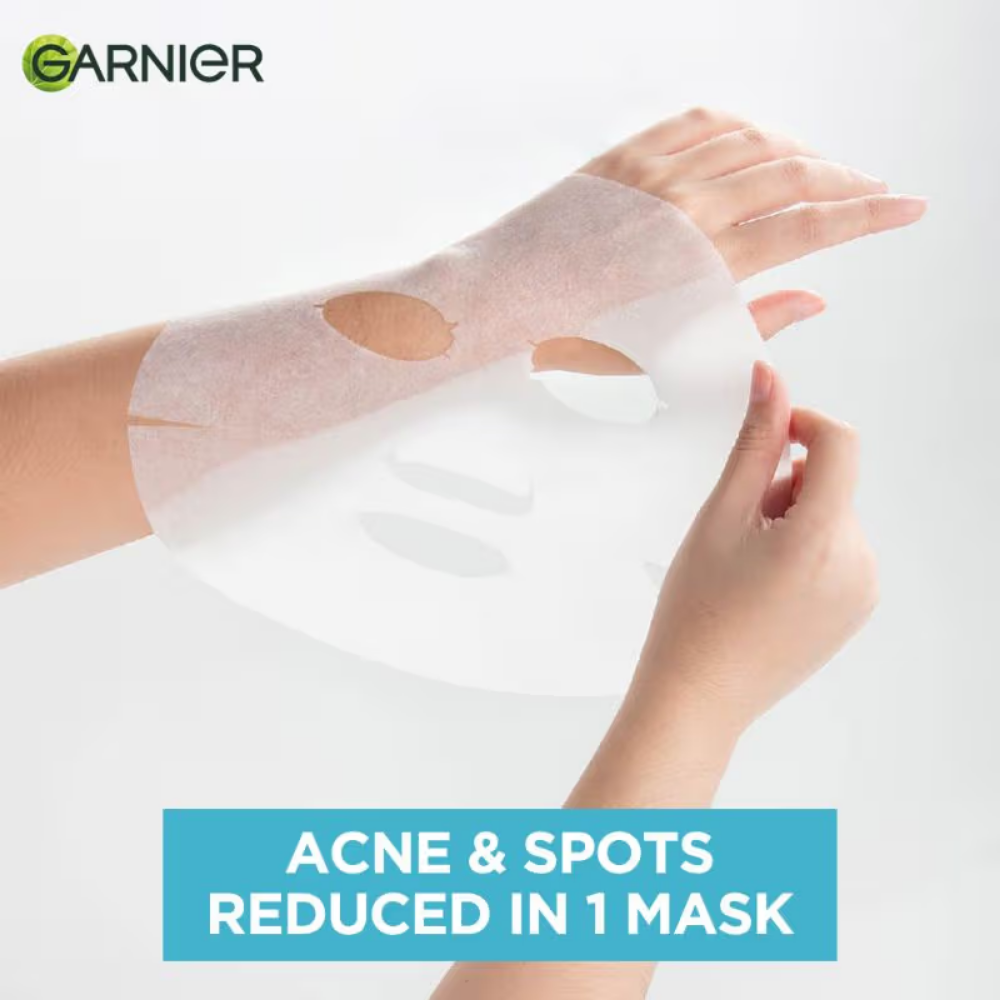 Garnier Bright Complete Anti Pimple Sheet Mask With Salicylic Acid, Niacinamide & Vitamin C Serum