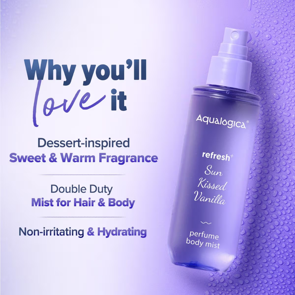 Aqualogica Sunscreen & Vanilla Perfume Mist Combo Protects Skin with SPF 50+ & Refreshing Fragrance