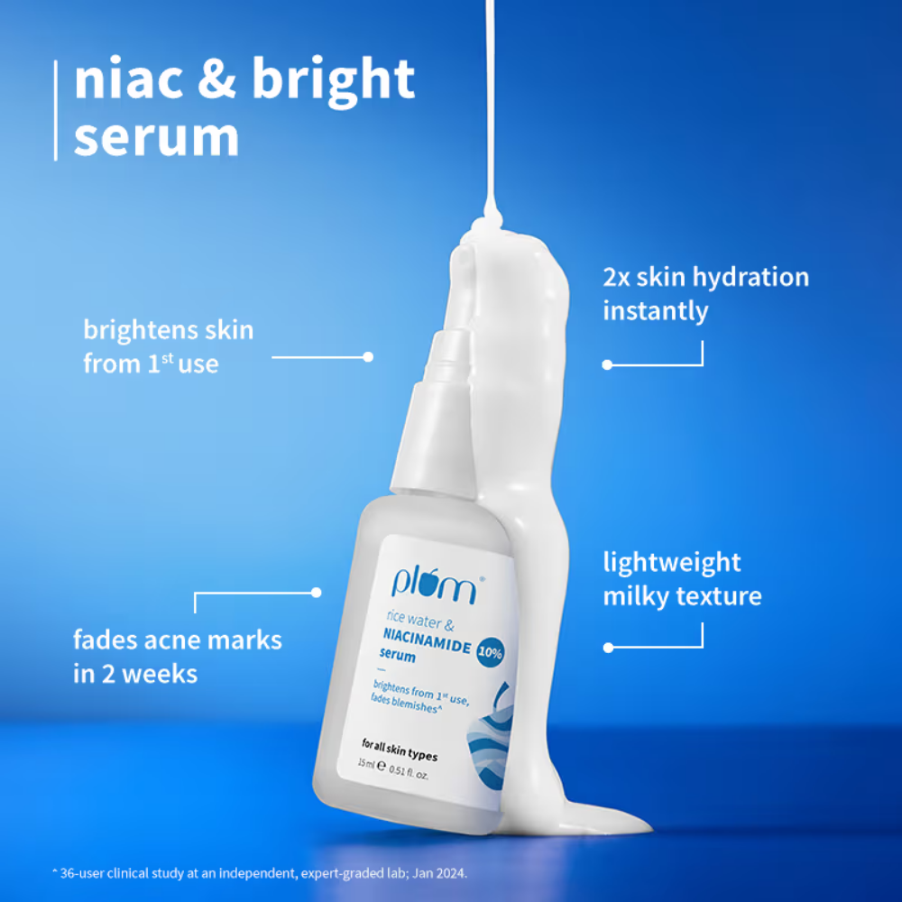 Plum Niacinamide Toner & Serum Duo for Pore Care, Tightening & Brightening