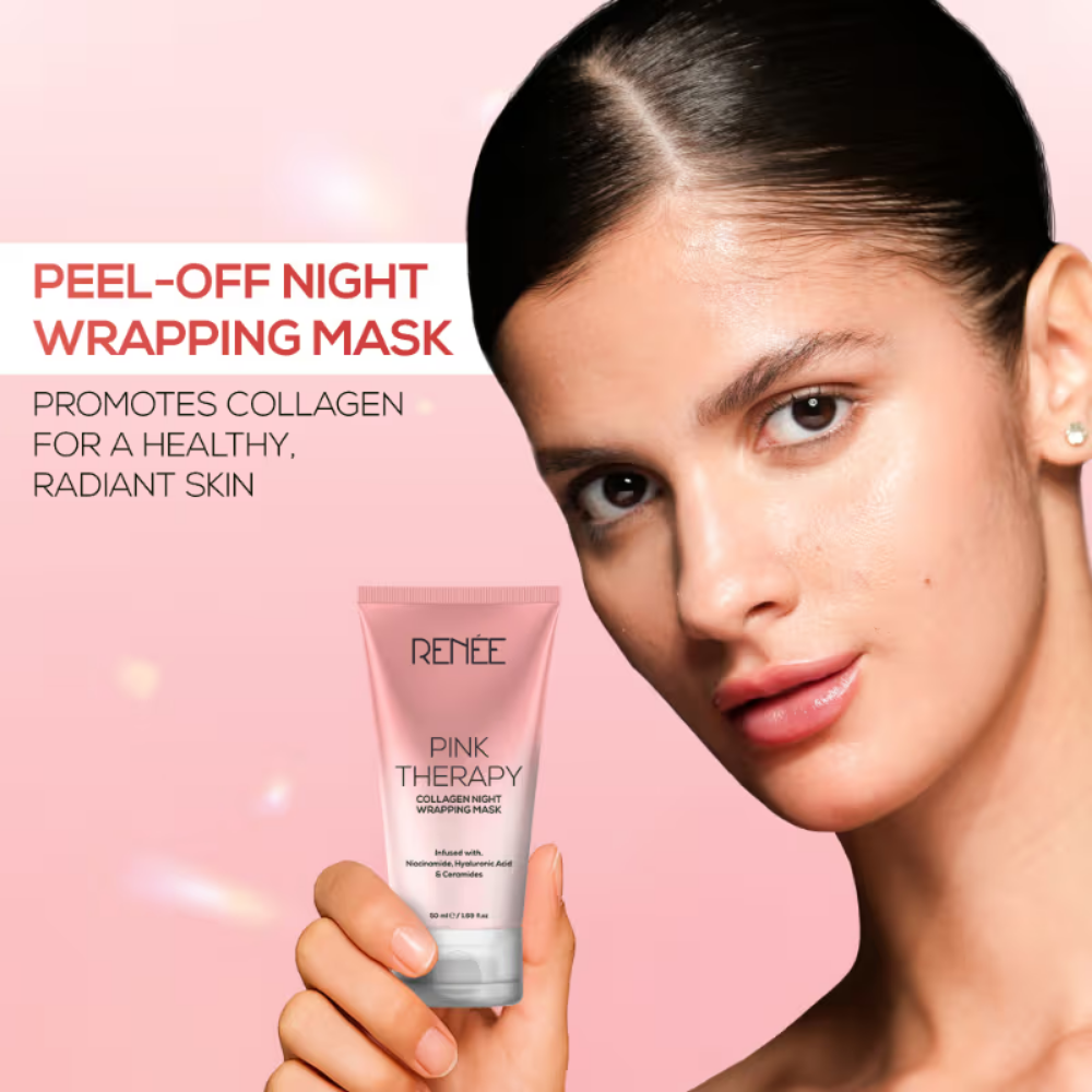 RENEE Pink Therapy Collagen Night Wrapping Face Mask For Healthy, Hydrated Skin With Hyaluronic Acid