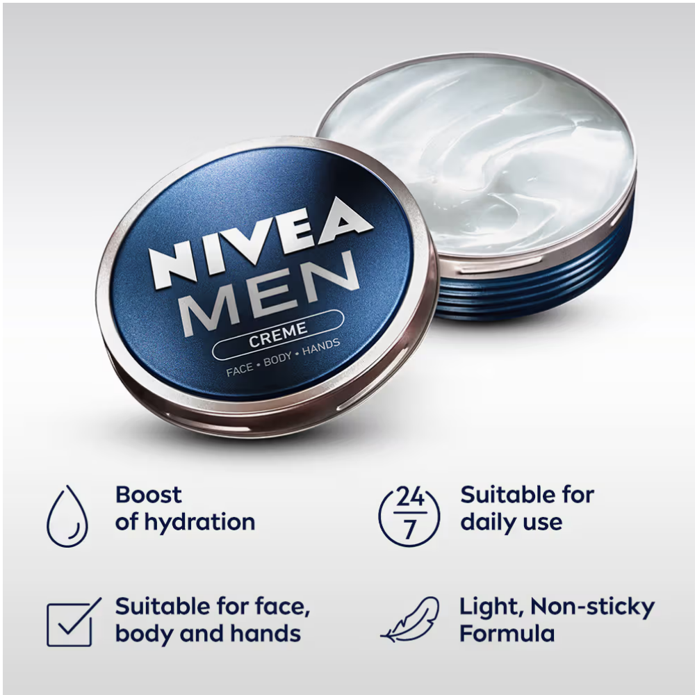 NIVEA MEN Creme, Non Greasy Moisturizer, Cream for Face, Body & Hands