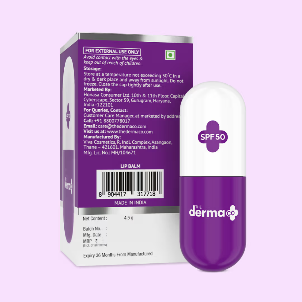 The Derma Co 1% Vitamin C Lip Balm with SPF 50 PA+++ for Pigmentation and Lip Brightening