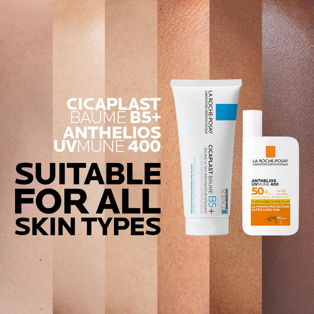 La Roche-Posay Day & Night Skincare Combo, Cicaplast B5+ Moisturizer & Anthelios Invisible Fluid