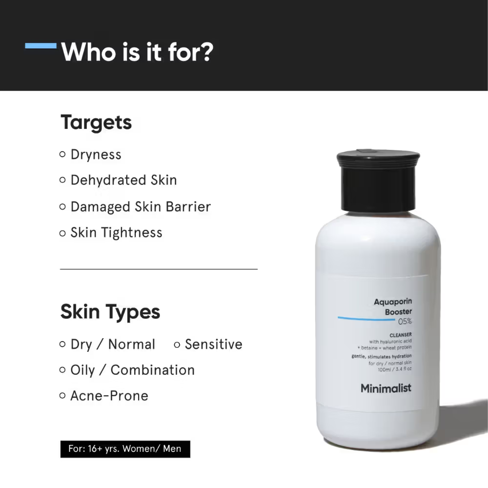 Minimalist 5% Aquaporin Booster Face Wash With Hyaluronic Acid For Dry Skin