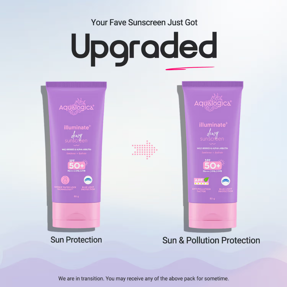 Aqualogica Illuminate+ SPF 50+ PA++++, Berries, Alpha Arbutin, APF, In-Vivo Tested
