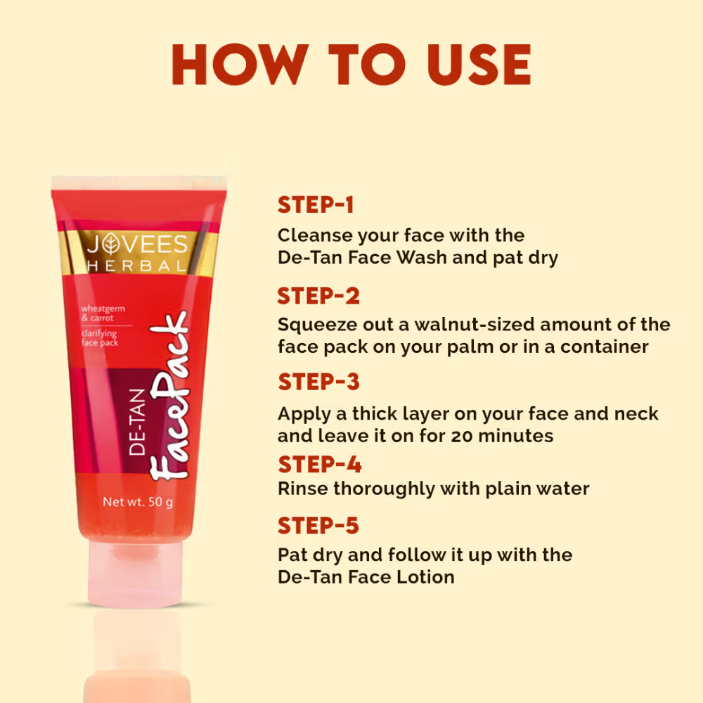 Jovees Herbal De-Tan Face Pack For Tan Removal And Skin Revitalization Bright And Glowing Skin