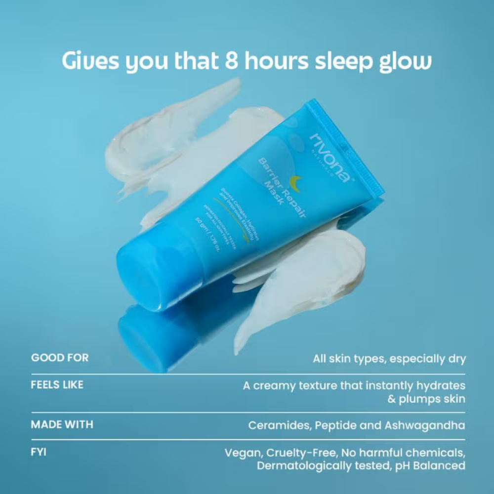 Rivona Naturals 4-In-1 Barrier Repair & Hydrating Overnight Face Mask Deep Moisture & Skin Renewal