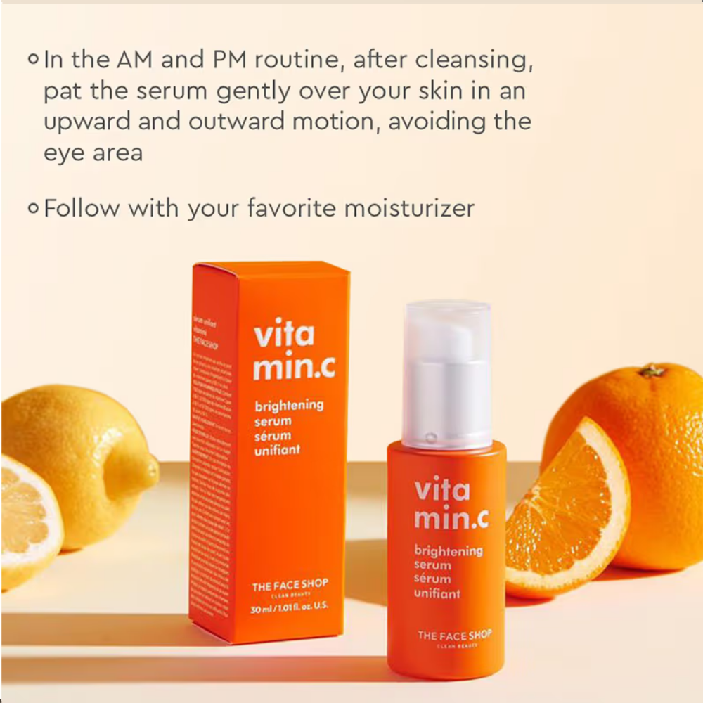 The Face Shop 98% Pure Vitamin C Brightening Korean Serum with Niacinamide & Hyaluronic Acid