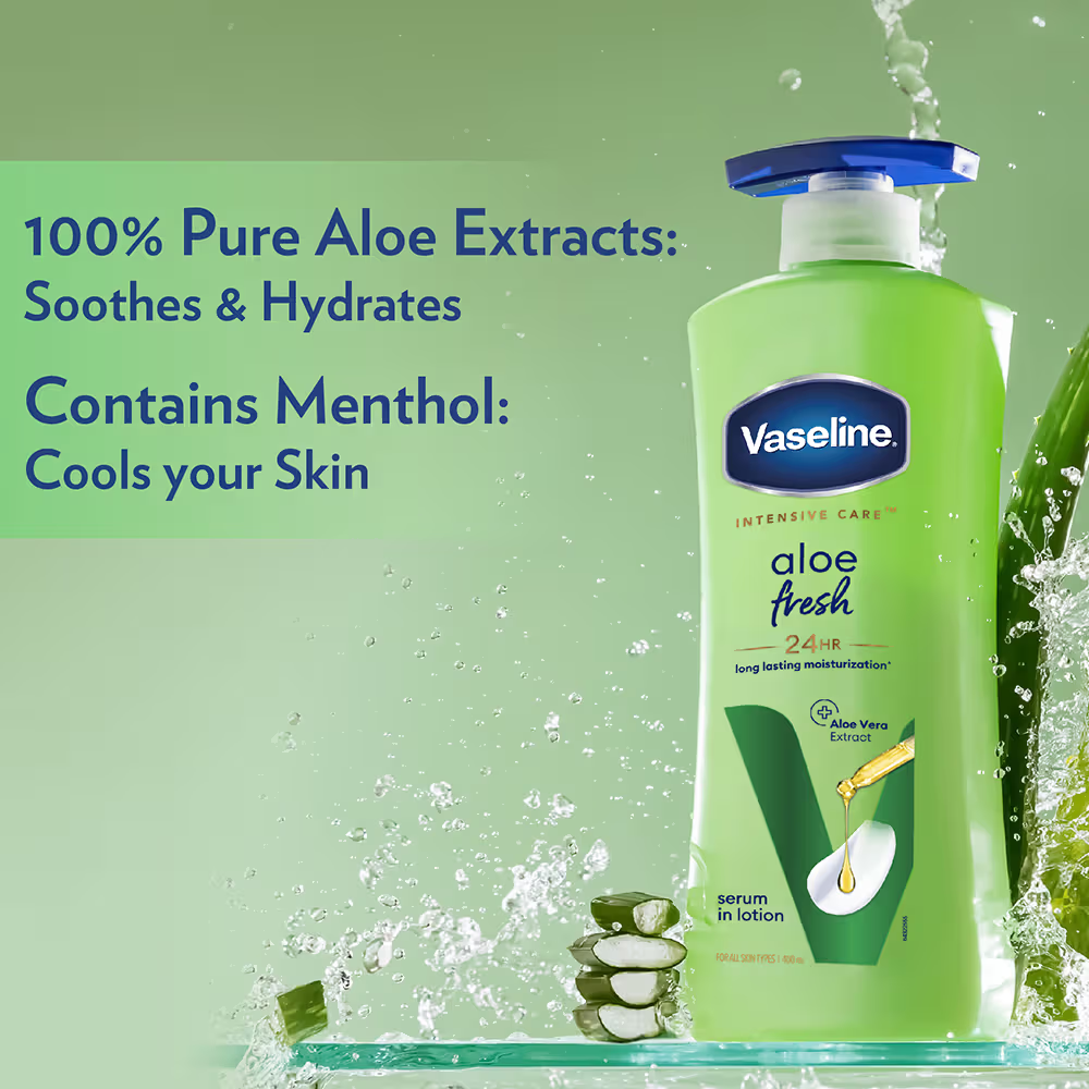 Vaseline Aloe Fresh Body Serum Lotion With Aloe Vera Extract 24H Moisturization