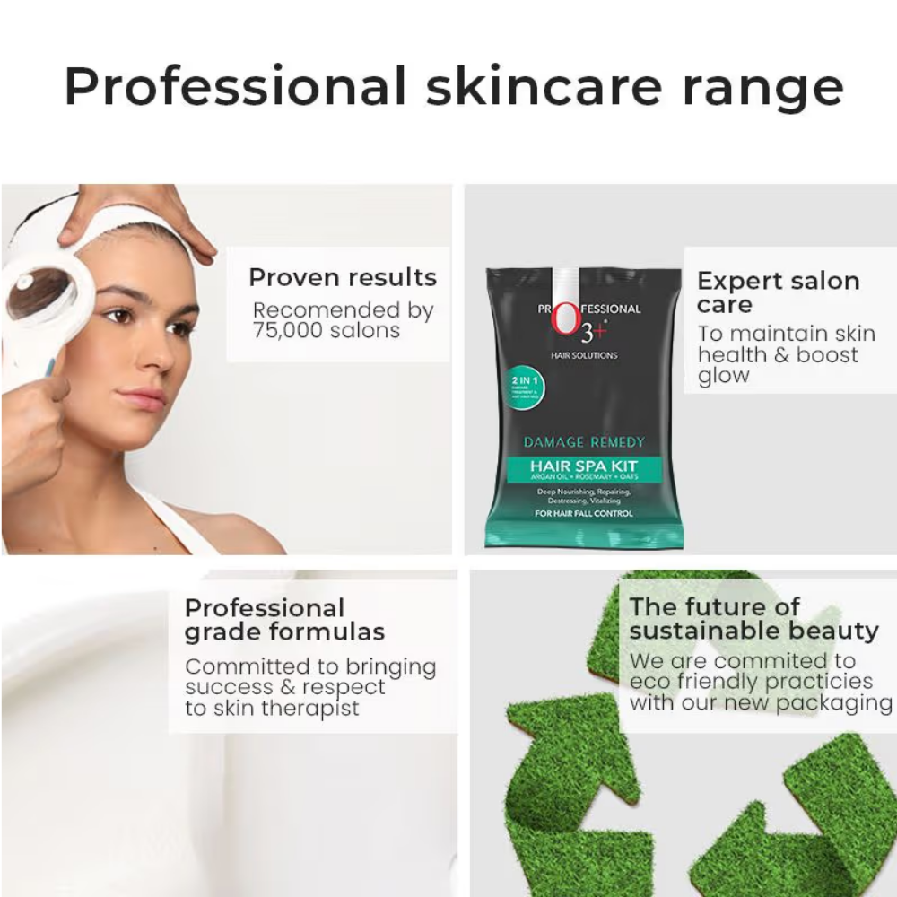 O3+ Skin Solutions Damage Remedy Hair Spa Kit With Argan Oil Mask For Hair Fall Control