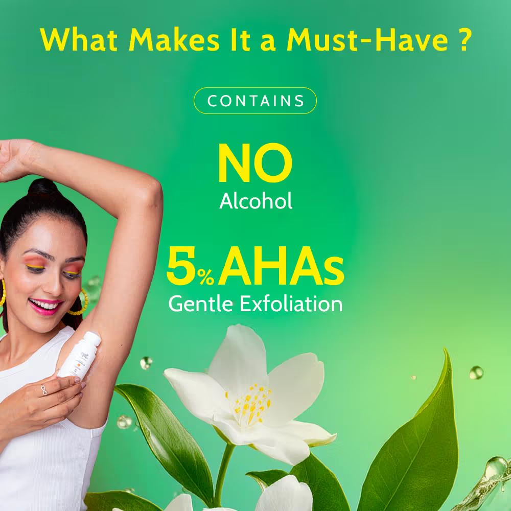Chemist at Play 5% AHA Underarm Roll On Deodrant Lactic Acid for Men & Women - White Jasmine