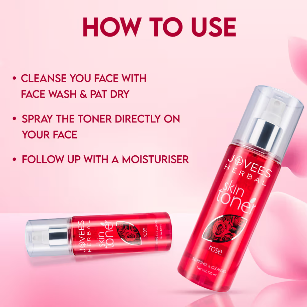 Jovees Herbal Rose Skin Toner For Youthful Skin, Tightens Pores, Healthy Glow 100% Natural