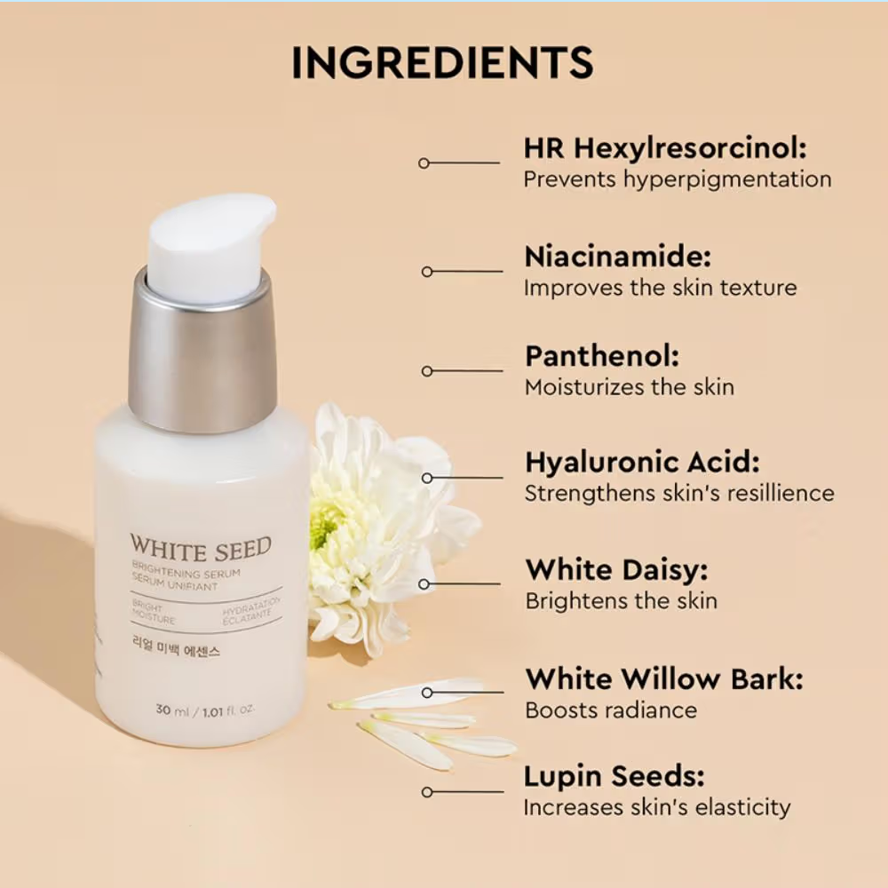 The Face Shop White Seed Brightening Korean Serum With Niacinamide & Hyaluronic Acid for Dark Spots
