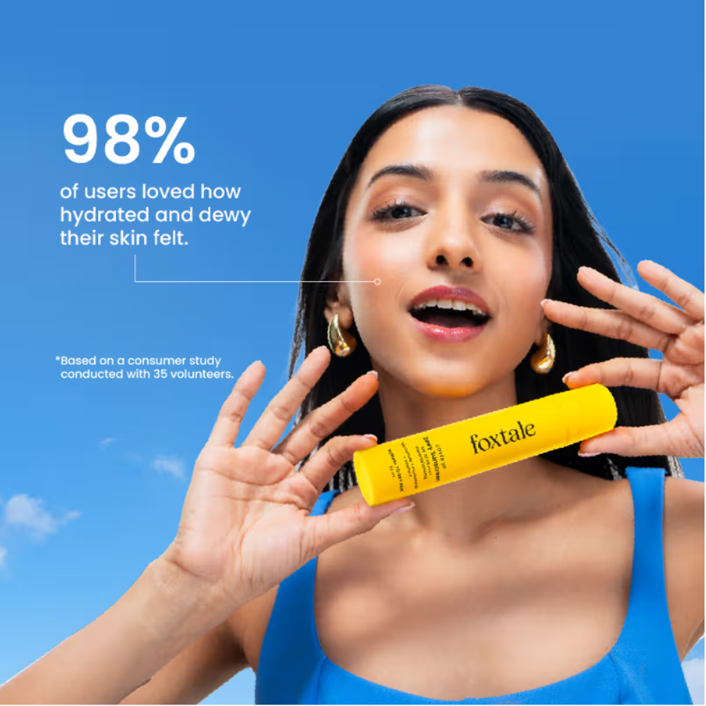 Foxtale Dewy Finish SPF 50 PA++++ Sunscreen For Dry Skin, Deeply Hydrates, In-Vivo Tested