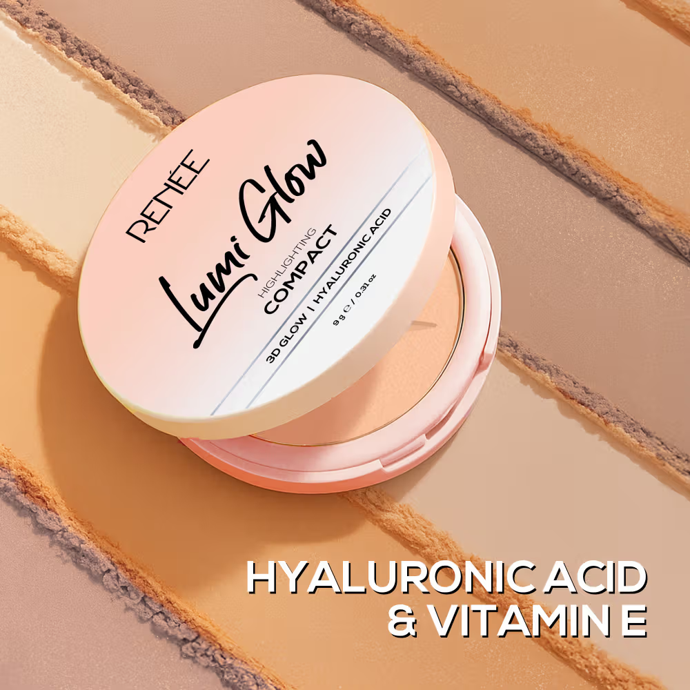 RENEE Lumi Glow Highlighting Compact, Buildable Coverage with 3D Glow & Dewy Finish