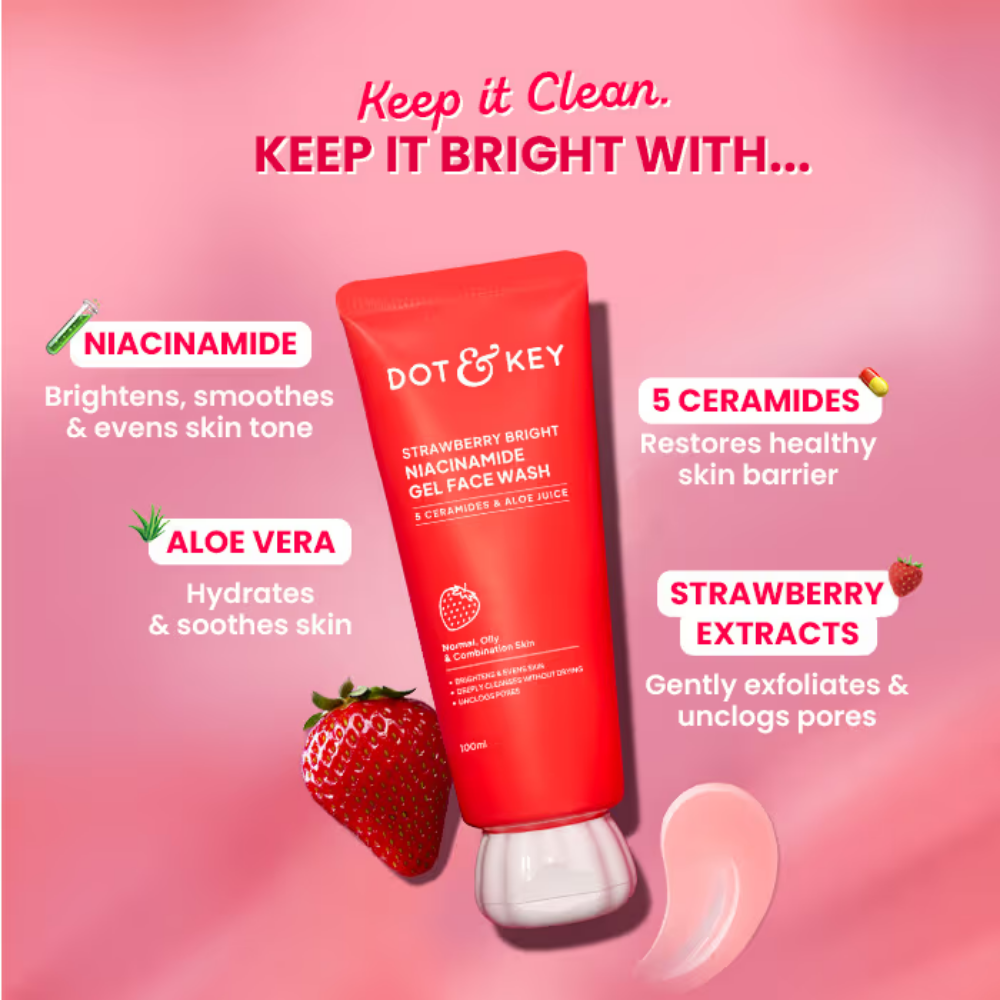 Dot & Key Strawberry Bright Niacinamide Gel Face Wash