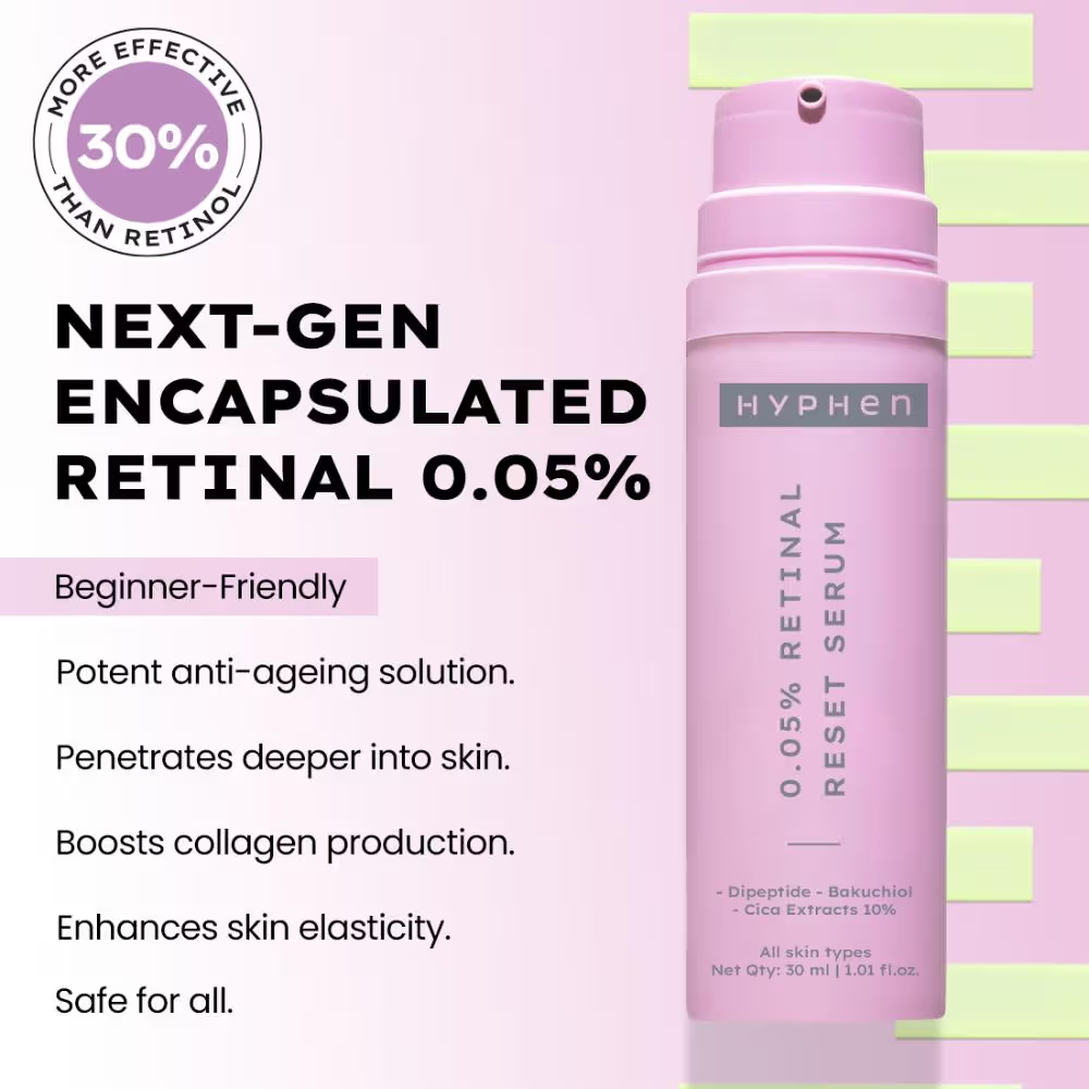 Hyphen 0.05% Retinal Reset, Retinol Derivative Serum for Anti Ageing, Reduces Fine Lines & Wrinkles