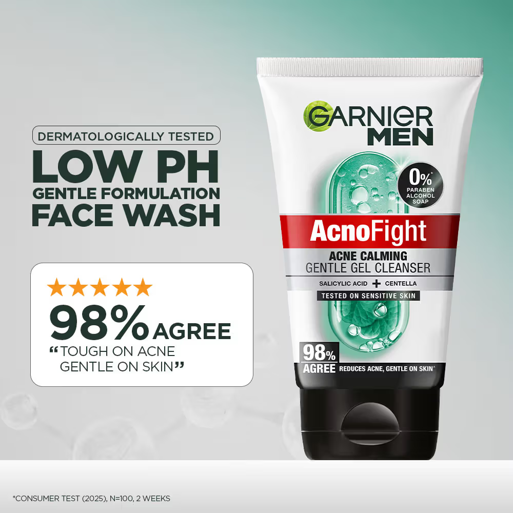 Garnier Men Acno Fight Gentle Cleanser Facewash For Acne-Prone, Sensitive Male Skin