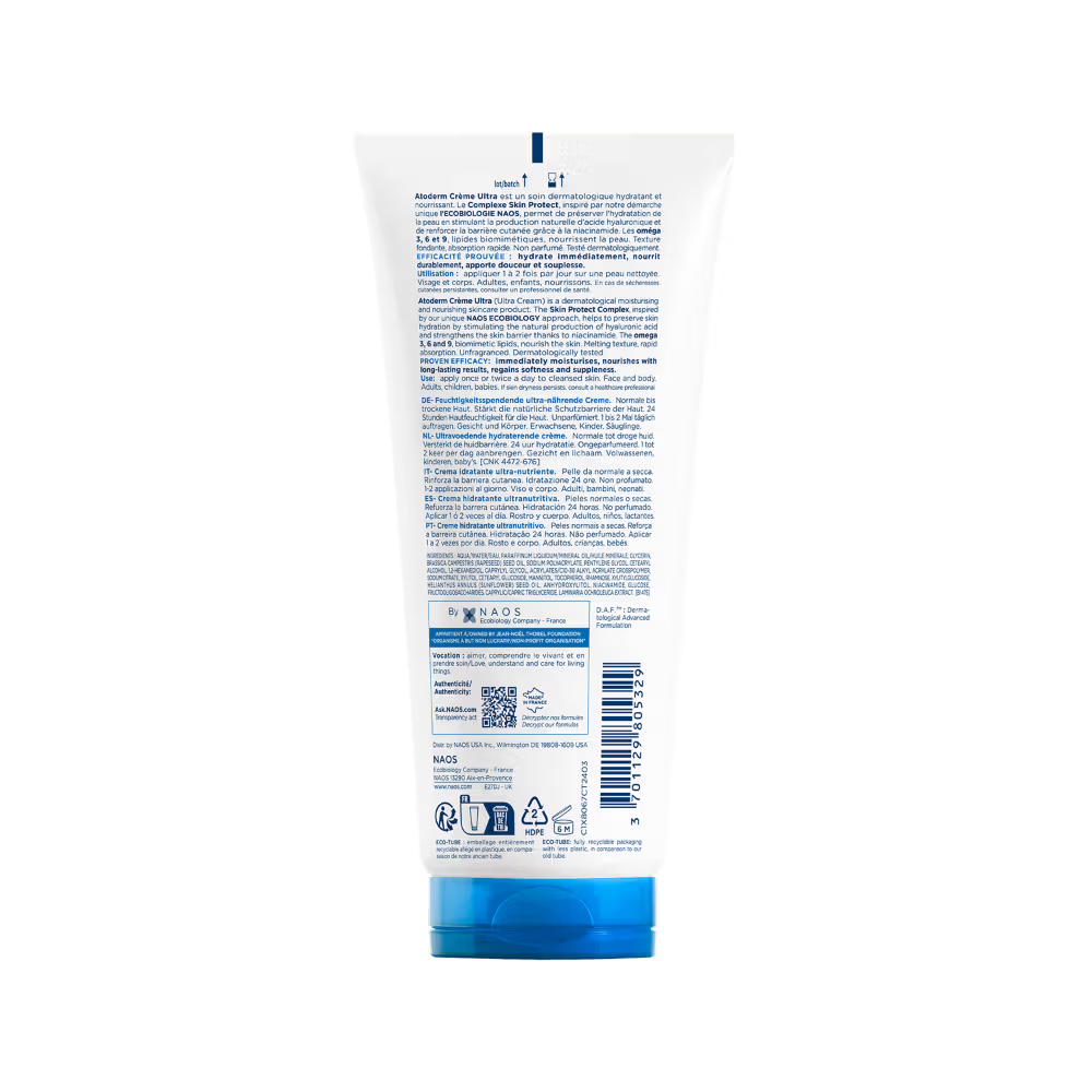 Bioderma Atoderm Creme Ultra-Nourising Moisturising Cream Boosts Hyaluronic Acid, Ceramides
