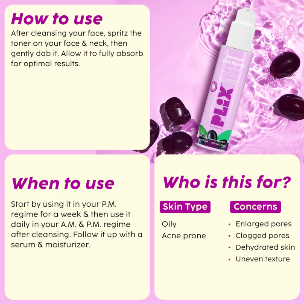 Plix Jamun Active Acne Regime With Cleanser & Toner To Unclog Pores & Reduce Acne