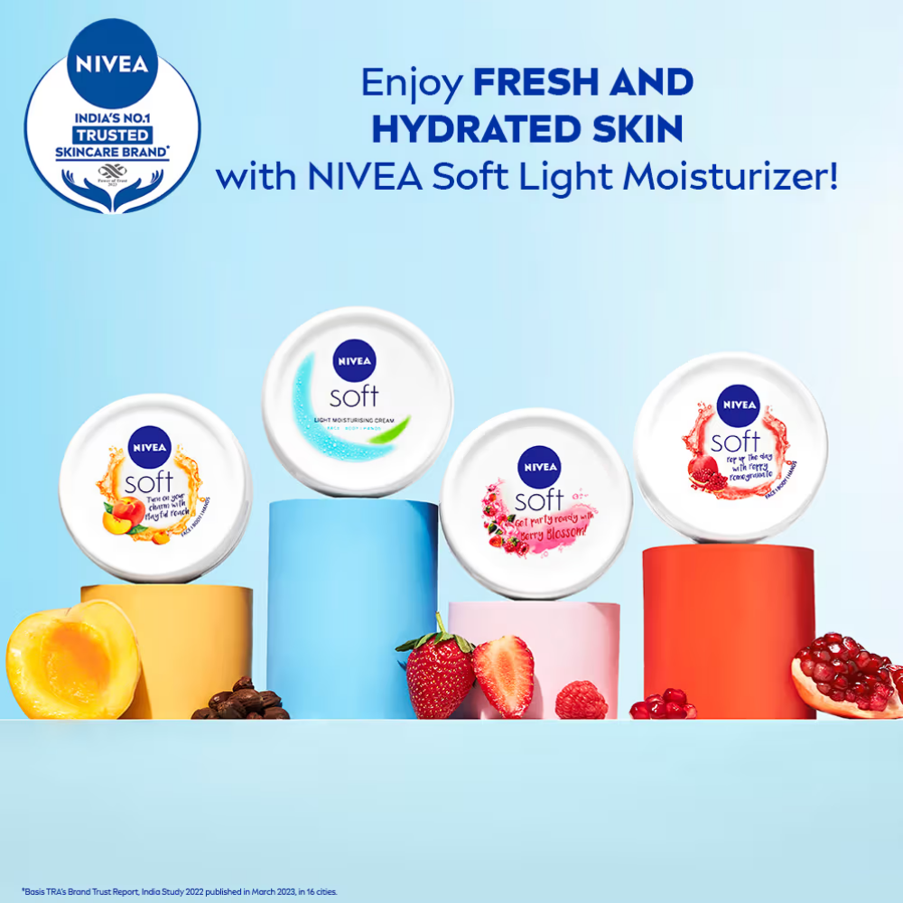 NIVEA Soft Light Moisturizer Cream Peppy Pomegranate For Hands And Body