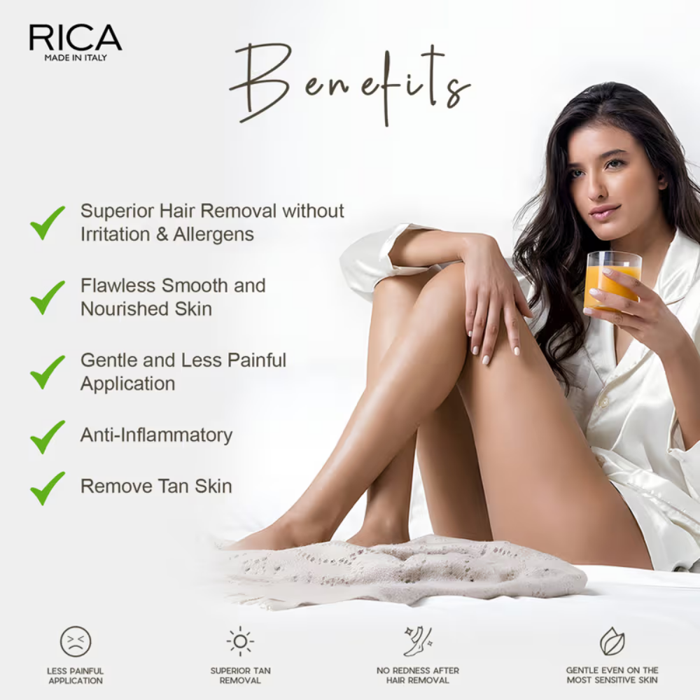 Rica Brazilian Wax with Pre and Post (Cotton Milk Pre and Aloe Vera After Wax Lotion) Combo