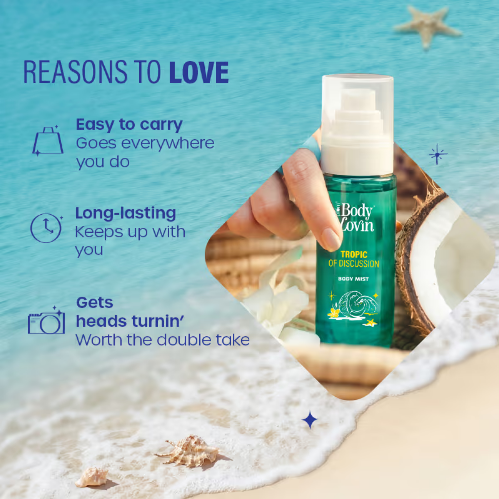 Plum BodyLovin’ Tropic Of Discussion Body Mist, Long-Lasting, Fresh Tropical Fragrance